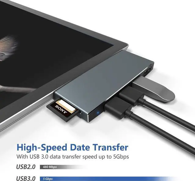Alt view image 4 of 7 - Surface Pro 6/ Pro 5/ Pro 4 Docking Station USB Hub, Surface Pro Docking Station with 4K HDMI, 3X USB3.0 Ports, SD/TF Card Reader, Accessories for Microsoft Surface Pro 4/5/6