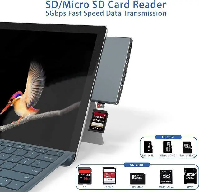 Alt view image 5 of 7 - Surface Pro 6/ Pro 5/ Pro 4 Docking Station USB Hub, Surface Pro Docking Station with 4K HDMI, 3X USB3.0 Ports, SD/TF Card Reader, Accessories for Microsoft Surface Pro 4/5/6