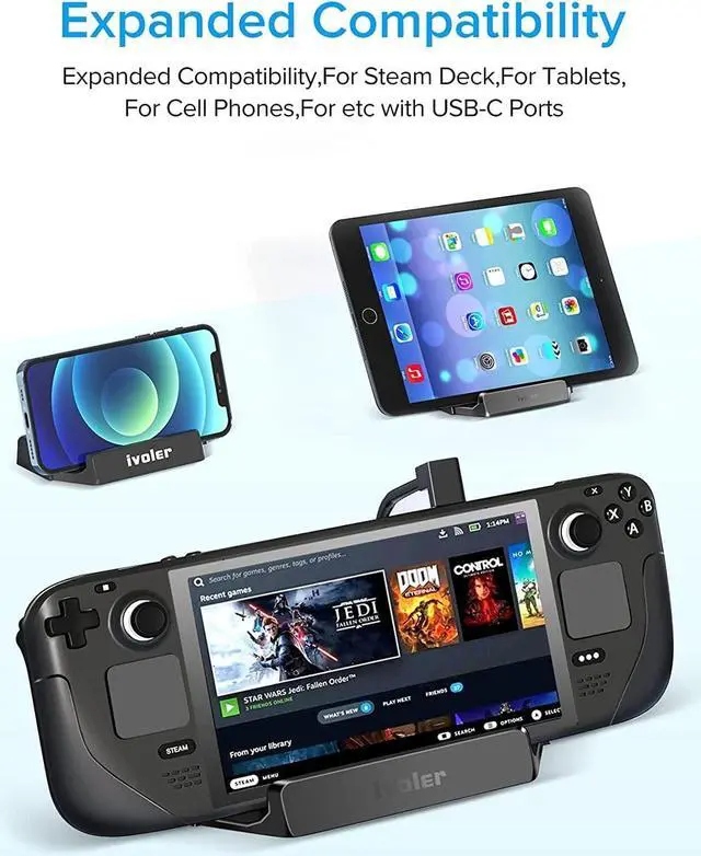 Alt view image 7 of 7 - iVoler Docking Station for Steam Deck/ROG Ally/Lenovo Legion Go, 5-in-1 Hub Steam Deck Dock with HDMI 2.0 4K@60HZ, Support PD 3.0 Fast Charging,3 USB-A 3.0 and Fast Charging USB-C Port