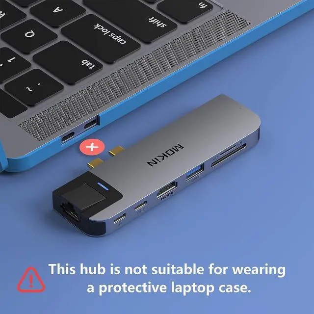 Alt view image 6 of 7 - USB C Multiport Adapter Hub Mac Dongle for MacBook Pro/Air with 4K HDMI Port Gigabit ethernet 2 USB TF/SD Card Reader USB-C 100W PD and Thunderbolt 3