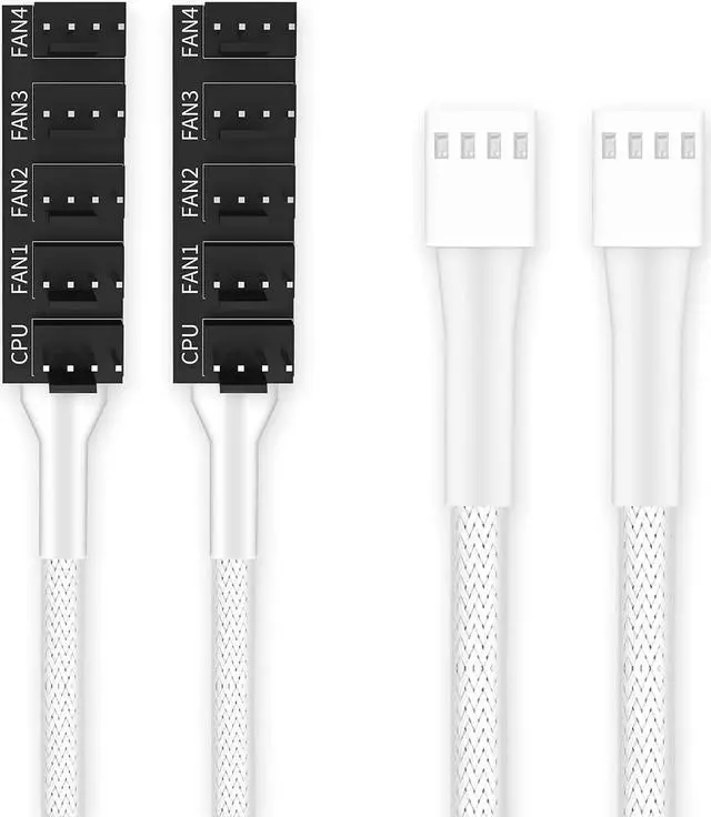 Main image of PANO-MOUNTS 2-Pack PWM Fan Hub Cable 4Pin Computer CPU Case Fan White Splitter 5 Port 1 to 5 Fans for 3Pin Computer PC Case Fan 4Pin PWM Fan ITX Mining Rig Frame Case