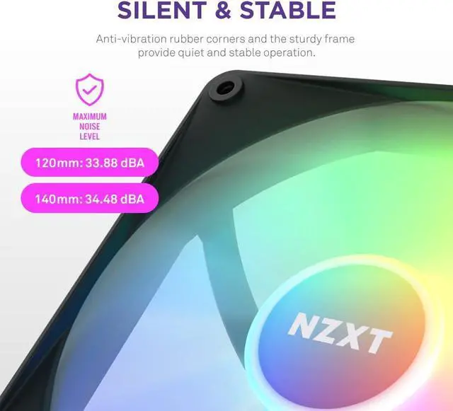 Alt view image 6 of 7 - NZXT F140 RGB Core Twin Pack - 2 x 140mm Hub-Mounted RGB Fans with RGB Controller - 8 Individually-Addressable LEDs - Semi-Translucent Blades - High Static Pressure & Airflow - CAM Software - Black