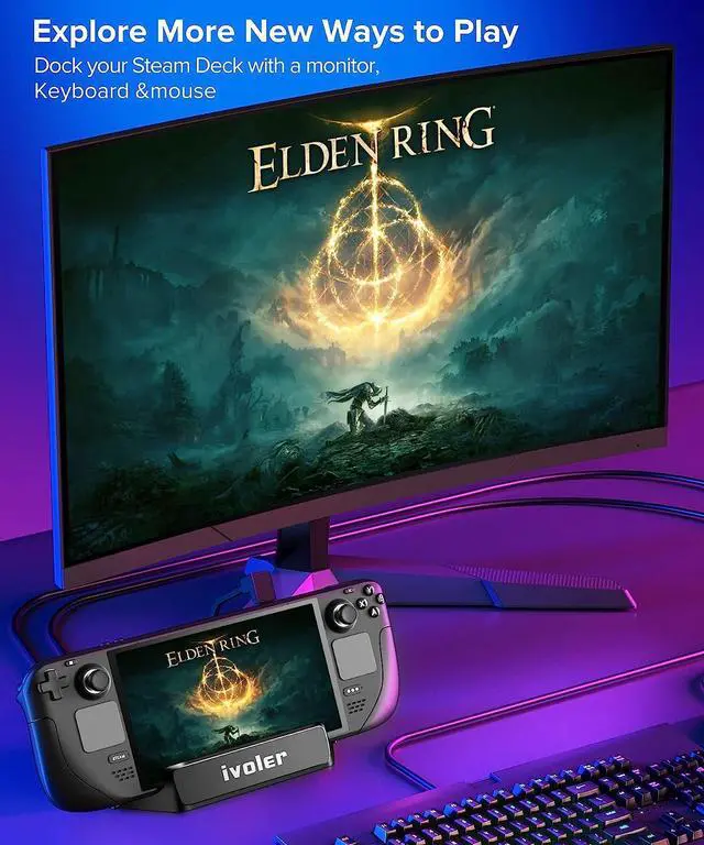 Alt view image 6 of 7 - iVoler Docking Station for Steam Deck/ROG Ally/Lenovo Legion Go, 5-in-1 Hub Steam Deck Dock with HDMI 2.0 4K@60HZ, Support PD 3.0 Fast Charging,3 USB-A 3.0 and Fast Charging USB-C Port