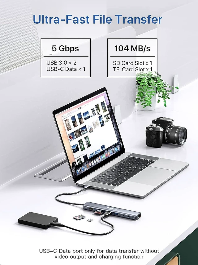 Alt view image 5 of 7 - 9 in 1 USB C Hub Bundle with USB C to USB A Cable 5FT