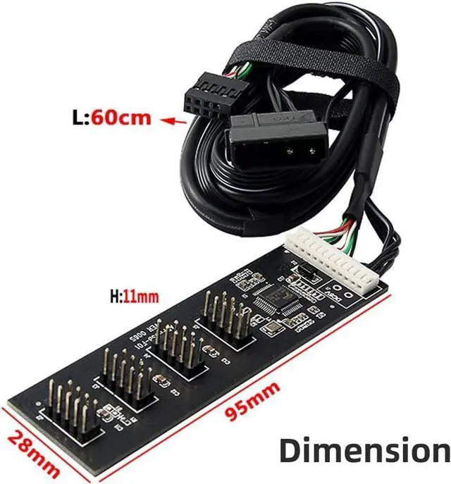 Alt view image 5 of 7 - Cablecc USB 2.0 9pin 10pin Header 1 to 4 Female Splitter Extension Cable HUB with IDE 5V Power Connector Adapter Port Multilier