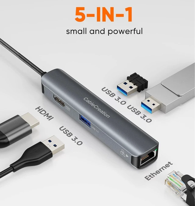 Alt view image 2 of 7 - CableCreation 5-in-1 4K 60Hz USB C Hub Multiport Adapter Aluminum Shell