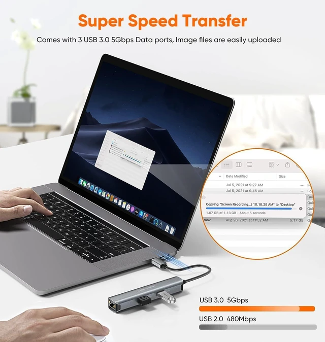 Alt view image 5 of 7 - CableCreation 5-in-1 4K 60Hz USB C Hub Multiport Adapter Aluminum Shell