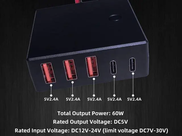 Alt view image 4 of 7 - Bejav 24v 12v to USB 5v Step Down Converter 12v USB Charger Multi Port Adapter Compatible with iPhone Samsung USB Device Smart Phone Tablets Charging