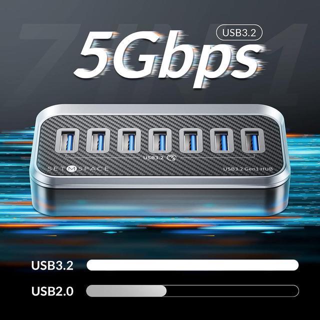 B-Ware USB Hub 3.0 - 7 Ports - USB Splitter - Energiesparende Ein