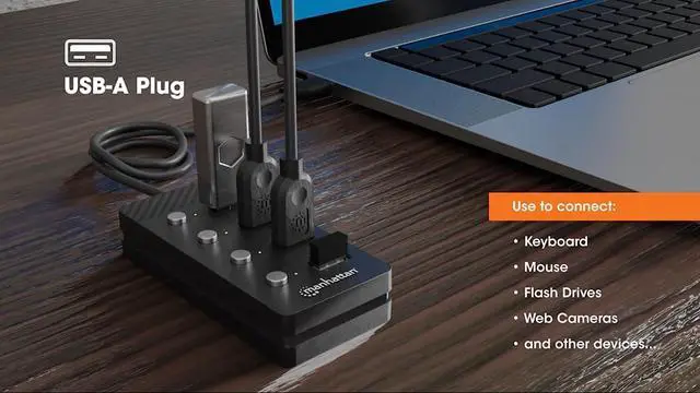 Alt view image 4 of 7 - Manhattan 4 Port USB 3.0 & 3.2 Gen 1 Splitter Hub with Long 5ft Cable, 5 Gbps Data Transfer, Individual Port On & Off SwitchCompatible with PC, Laptop, MacBook, Flash Drive 3 Yr Mfg Warranty-180887