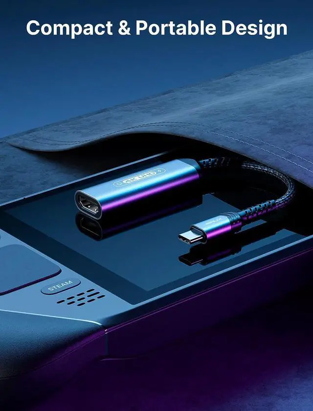 Alt view image 6 of 7 - 2-in-1 USB C to HDMI Adapter 4K@60Hz Type-C to HDMI 2.0 Adapter with PD 100W Fast Charging Compatible with iPhone 15 Pro Max Galaxy S23 Note 20 Steam Deck ROG Ally