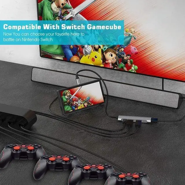 Alt view image 5 of 7 - RREAKA TV Dock Station for Nintendo Switch/Switch OLED, Portable Nintendo Switch Dock Station Replacement with 4K HDMI Adapter/Type C Port/USB 3.0 PortReplacement TV Dock for Nintendo Switch