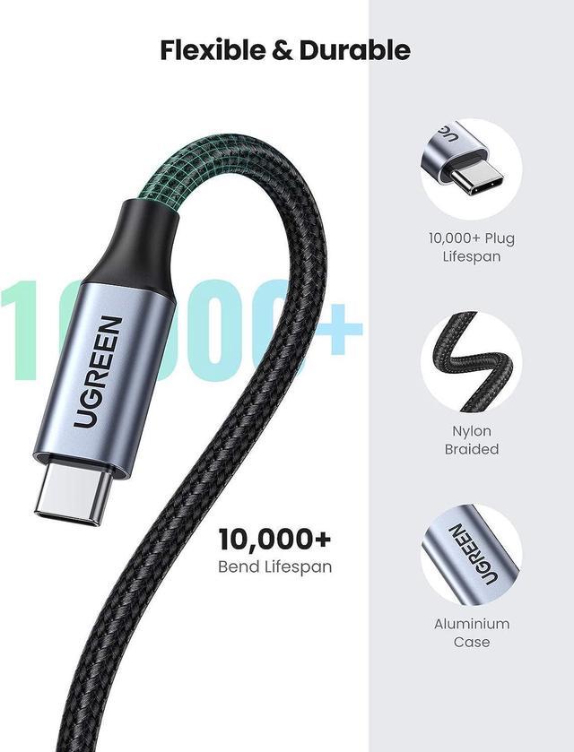 UGREEN USB C Extension Cable, (1.5Ft/0.5M/10Gbps/100W), USB C 3.2 Extender  Nylon Type C Male to Female Cord Charging & Transfer Compatible with