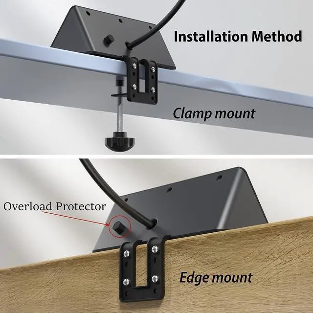 Alt view image 7 of 7 - Nightstand Edge Mount Power Strip with USB-C Ports Tabletop Surge Protector Desk Clamp Power Sockets with 3 AC Outlets &4 Fast Charging USB Ports for Home Office Hotel and Dormitory