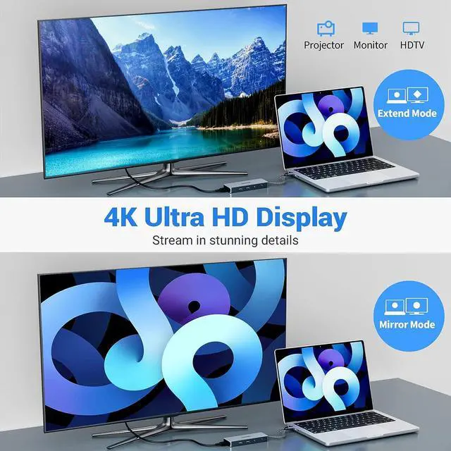 Alt view image 2 of 6 - TOTU USB C Hub, Type C Adapter, 10 in 1 MacBook Pro/Air USB C Hub Multiport Adapter with 4K HDMI, 100W PD, USB C 3.0, 2 USB 3.0, 2 USB 2.0, SD/TF Card Reader and 3.5mm Audio