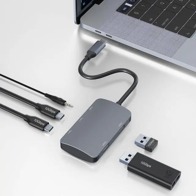 Main image of USB C Hub,USB C Hub Multiport Adapter,10Gbps 2 Type C and 2 USB 3.2 Gen 2(Data & Charging),3.5mm Audio,USB C to USB C Hub,USB Expander Hub,USB Type C Hub for Laptop,MacBook Air/Pro,iMac,Phone