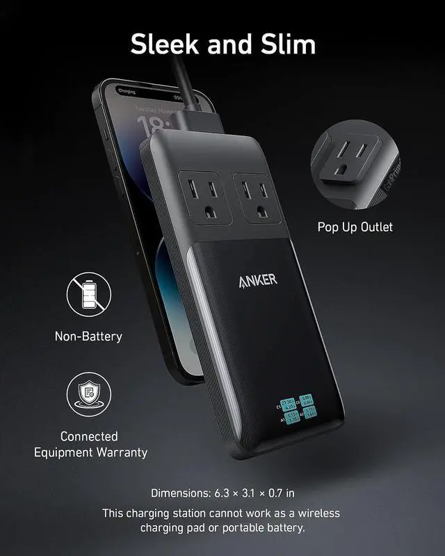 Alt view image 4 of 6 - Prime 6-in-1 USB C Charging Station 140W Compact Power Strip for Work and Travel 5 ft Detachable Extension Cord with 6 Ports for iPhone 15/15 Plus/15 Pro/15 Pro Max(Non-Battery Non-Wireless)