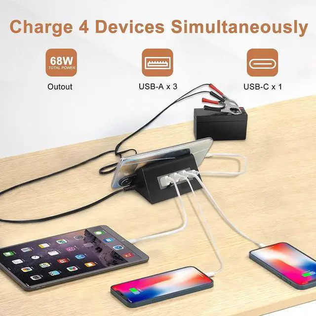 Alt view image 4 of 7 - DC 12V 24V to 5V USB Step Down Converter 68W 12v to USB Multi Port Power Adapter Charger for iPhone Android Samsung and Tablet Chargers