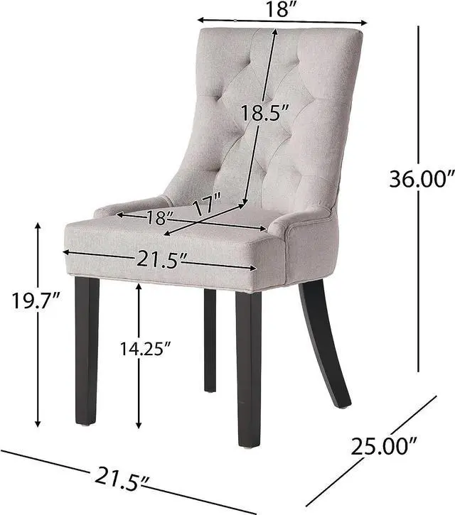 Alt view image 3 of 7 - Christopher Knight Home Hayden Fabric Dining Chairs, 2-Pcs Set,Polyester, Light Grey