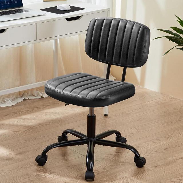 Armless Office Chair Low Back Desk Chair with Lumbar Support, Adjustable  Height for Small Space