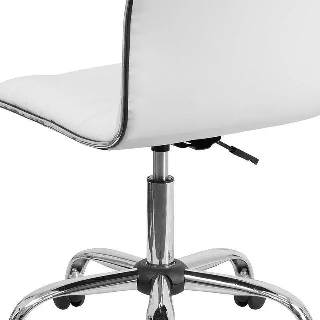 Alt view image 7 of 7 - Flash Furniture Alan Low Back Designer Armless White Ribbed Swivel Task Office Chair