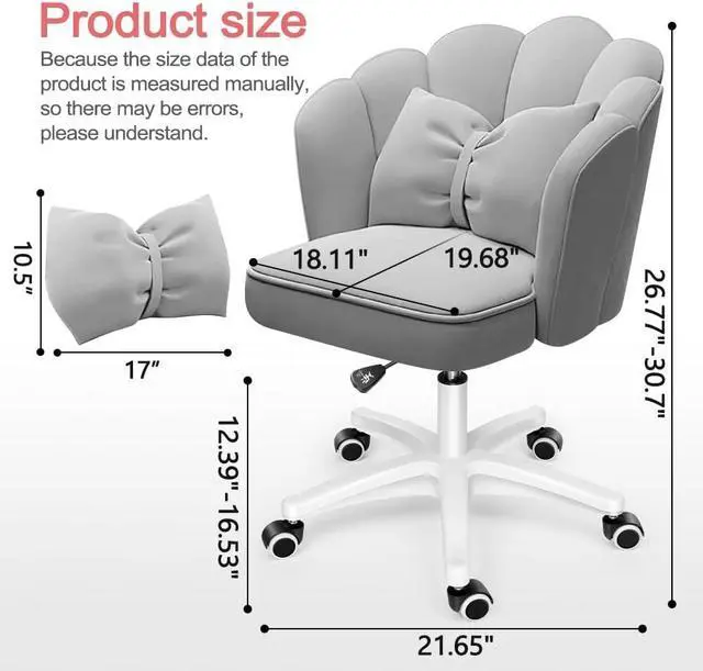 Alt view image 2 of 7 - Office Chair Cute Petal Desk Chair, Modern Fabric Home Butterfly Chairs Height Adjustable Chair Makeup Chairs Computer Chairs