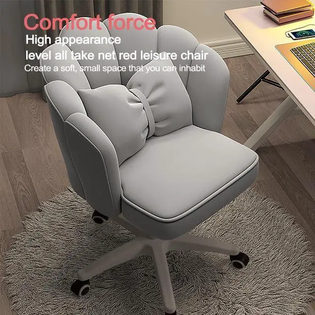 Alt view image 6 of 7 - Office Chair Cute Petal Desk Chair, Modern Fabric Home Butterfly Chairs Height Adjustable Chair Makeup Chairs Computer Chairs