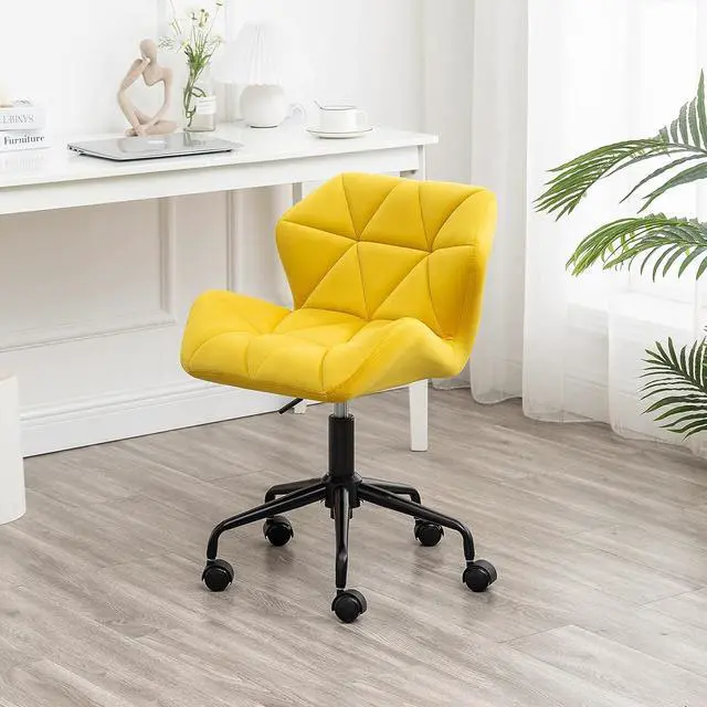 Main image of Roundhill Furniture Eldon Diamond Tufted Adjustable Swivel Office Chair, Yellow
