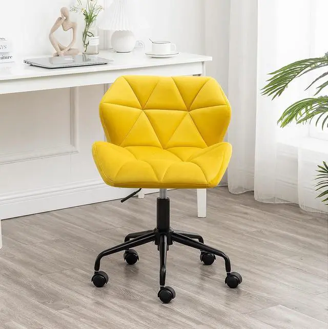 Alt view image 2 of 7 - Roundhill Furniture Eldon Diamond Tufted Adjustable Swivel Office Chair, Yellow
