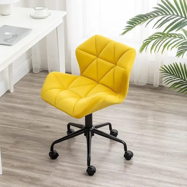Alt view image 3 of 7 - Roundhill Furniture Eldon Diamond Tufted Adjustable Swivel Office Chair, Yellow