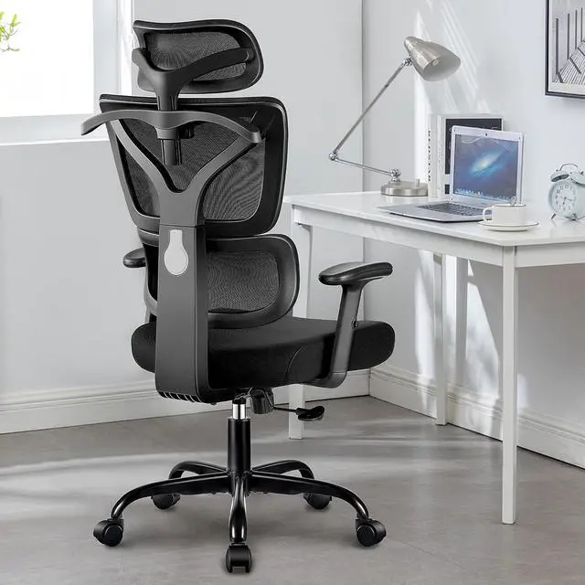 Alt view image 7 of 7 - Office Chair Ergonomic Desk Chair, High Back Gaming Chair, Big and Tall Reclining Comfy Home Office Chair Lumbar Support Breathable Mesh Computer Chair Adjustable Armrests (Black)