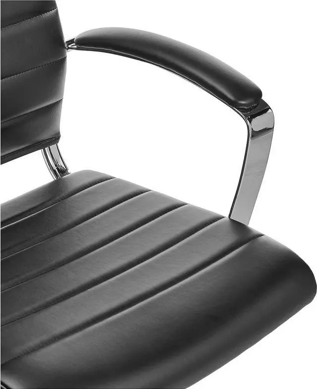 Alt view image 4 of 7 - Basics High-Back Executive Swivel Office Desk Chair with Ribbed Puresoft Upholstery, Lumbar Support, Modern Style, 23.9"D x 24.69"W x 41.5"H, Black