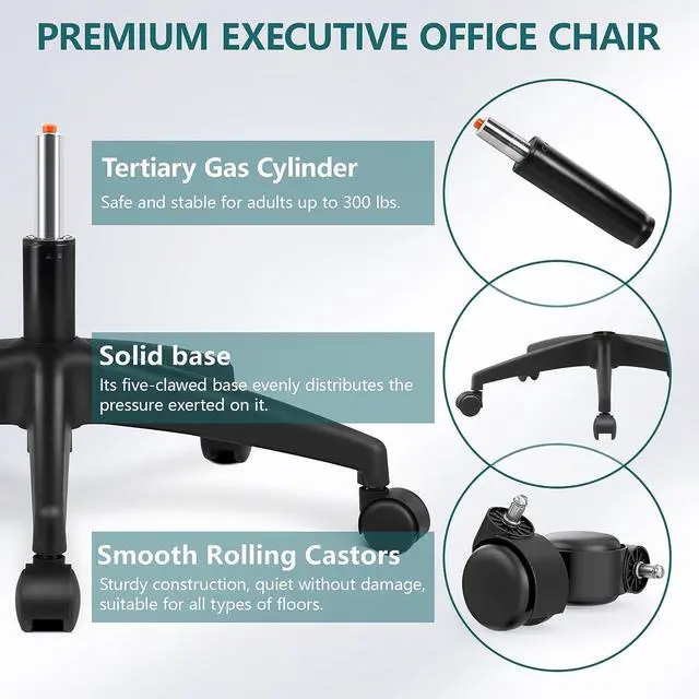 Alt view image 6 of 7 - FelixKing Ergonomic Office Chair, Headrest Desk Chair Office Chair with Adjustable Lumbar Support, Home Office Swivel Task Chair with High Back and Armrest, Adjustable Height Gaming Chair(Black)