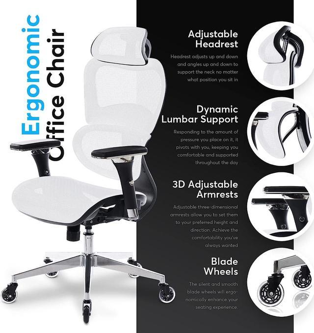 Oline Ergonomic Executive Office Rolling Home Desk Leather Chair W Armrests