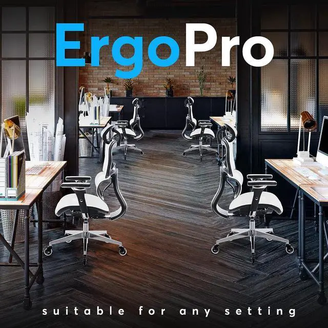 Alt view image 7 of 7 - Oline ErgoPro Ergonomic Office Chair - Rolling Desk Chair with 4D Adjustable Armrest, 3D Lumbar Support and Blade Wheels - Mesh Computer Chair, Gaming Chairs, Executive Swivel Chair (White)