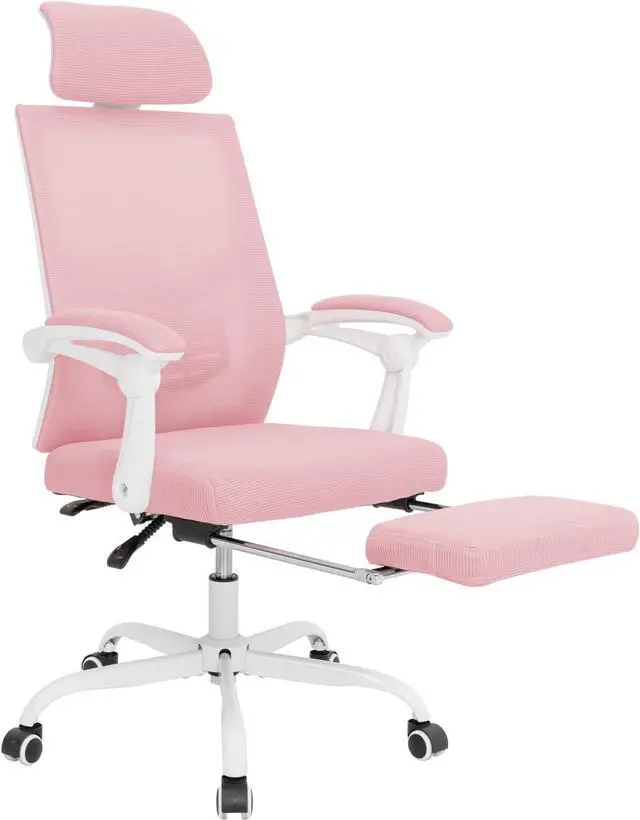 Alt view image 7 of 7 - Qulomvs Mesh Ergonomic Office Task Chair with Footrest, Headrest and Backrest 90-135 Adjustable Computer Executive Home Desk Chair with Wheels 360 Swivel