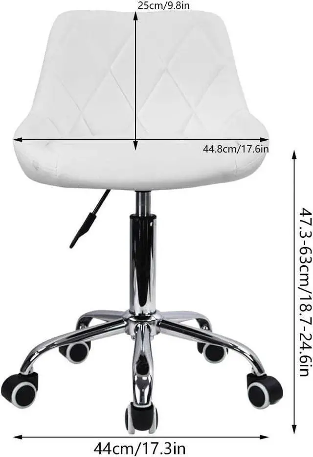 Alt view image 2 of 6 - KKTONER Mid Back PU Leather Height Adjustable Swivel Modern Task Chair Computer Office Home Vanity Chair with Wheels (White)