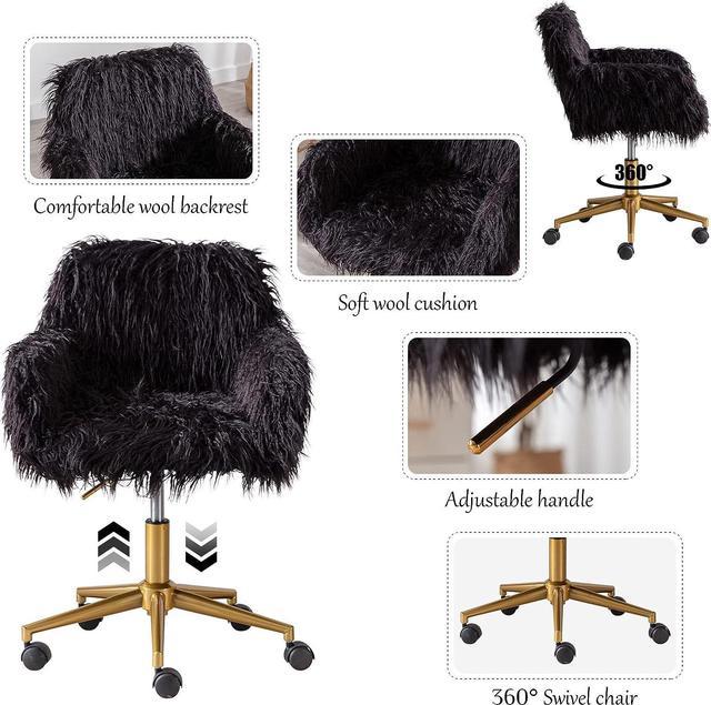 Black fuzzy desk online chair