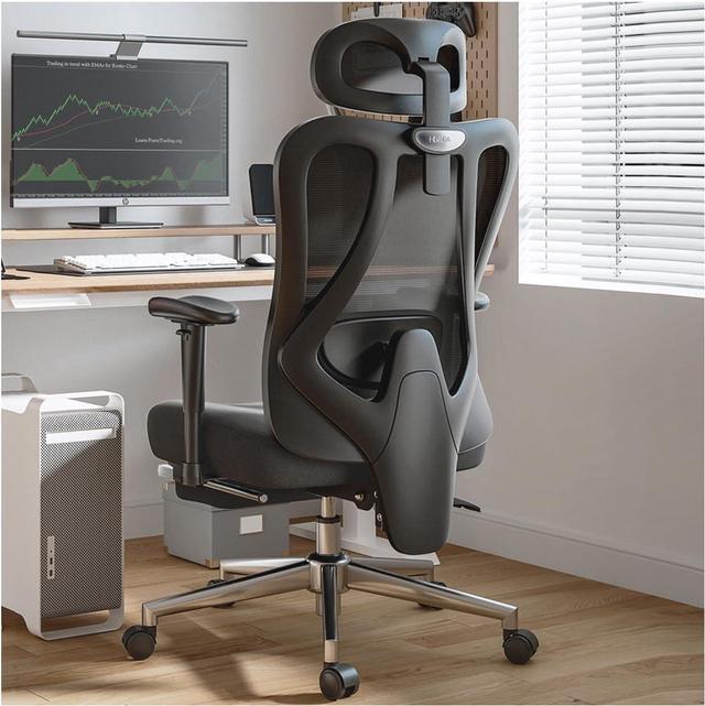 Hbada Ergonomic Office Chair with 2D Armrest, Office Chair with 2D  Adjustable Lumbar Support, Computer Chair with Tilt Function, Desk Chair  with Footrest Black 