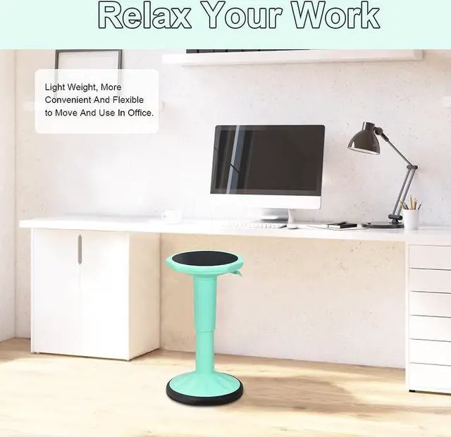 Alt view image 3 of 7 - Giantex Wobble Stools for Classroom Seating, Wiggle Stool with Adjustable Height, 23 Inch Active Learning Stool, Sitting Balance Chair for School, Office Stand Up, Flexible Seating Wobble Chair(Green)