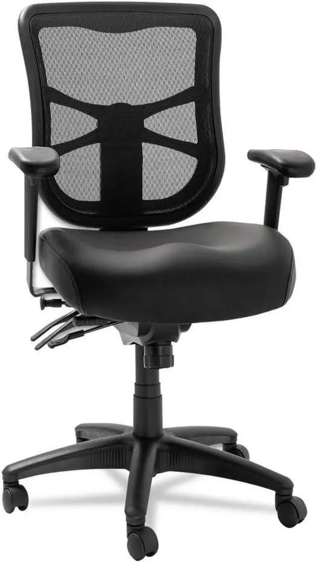 Main image of Alera EL4215 Elusion Series Mesh Mid-Back Multifunction Chair, Black Leather