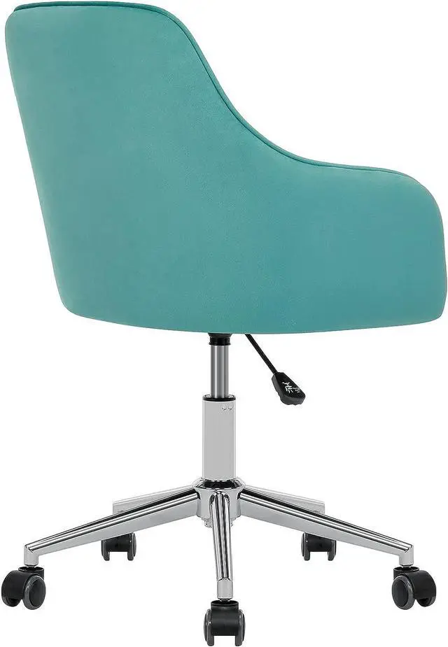 Alt view image 7 of 7 - VANSPACE Velvet Desk Chair Vanity Chair for Makeup with Wheels and Back Home Office Chair Adjustable Rolling Swivel Chair for Bedroom Vanity Room Green