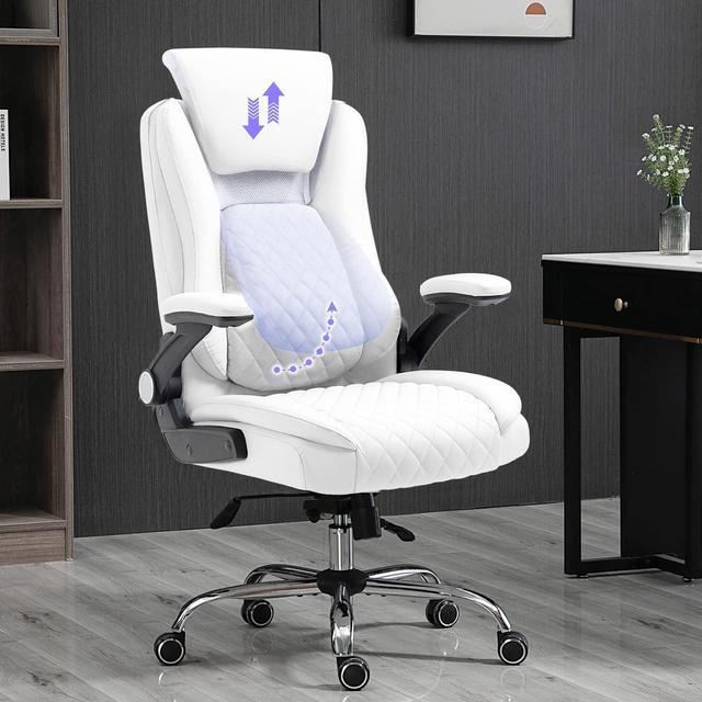 Eureka leather comfy office chair with soft cushion and lumbar support