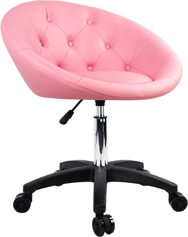 Pink vanity discount chair with wheels