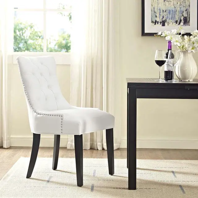 Alt view image 4 of 4 - Modway MO- Regent Modern Tufted Faux Leather Upholstered with Nailhead Trim, Dining Chair, White