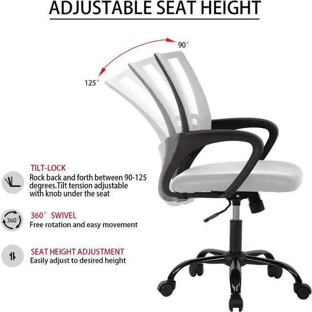 Alt view image 4 of 7 - HCB Office Chair, Ergonomic Upgraded Desk Chair, Executive Swivel Computer Chair with Lumbar Support for Home, Office(White)