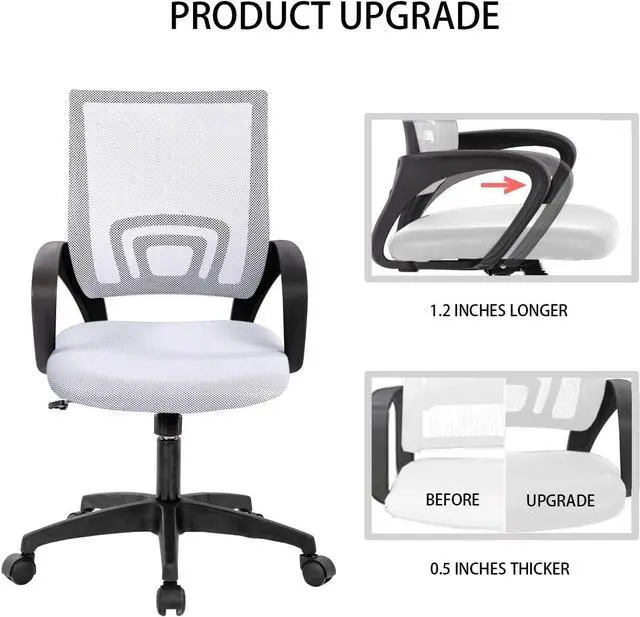 Alt view image 2 of 7 - HCB Office Chair, Ergonomic Upgraded Desk Chair, Executive Swivel Computer Chair with Lumbar Support for Home, Office(White)