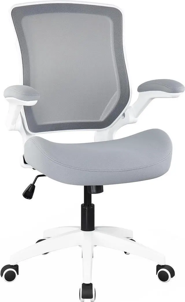 Main image of BOJUZIJA Ergonomic Office Computer Desk Mesh Chair with Soft Cushion,Adjustable Height,Flip-up Armrest &Waist Support Function Swivel 360°for Home & Office(Grey)
