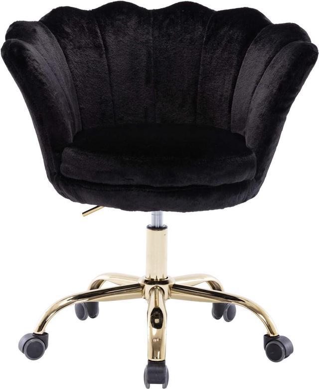 Black faux best sale fur desk chair