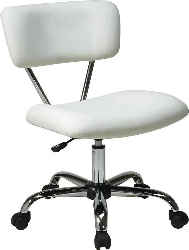 Main image of OSP Home Furnishings Vista Office Task Chair with Pneumatic Height Adjustment and Full Swivel, White Vinyl
